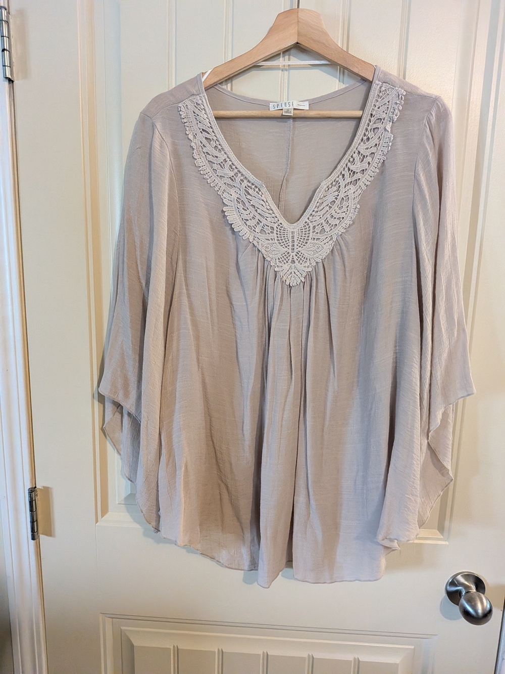 NWOT Boho V-Neck Top with Chrochet Trim V-neck
